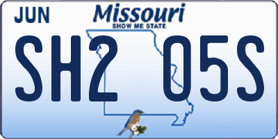 MO license plate SH2O5S