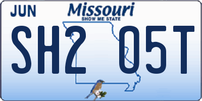 MO license plate SH2O5T