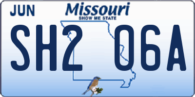 MO license plate SH2O6A