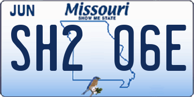 MO license plate SH2O6E