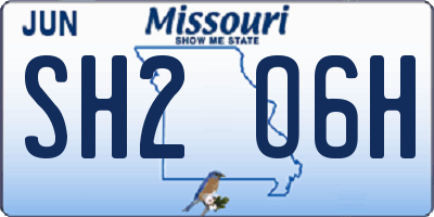 MO license plate SH2O6H