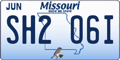 MO license plate SH2O6I