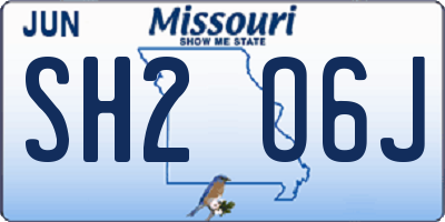 MO license plate SH2O6J