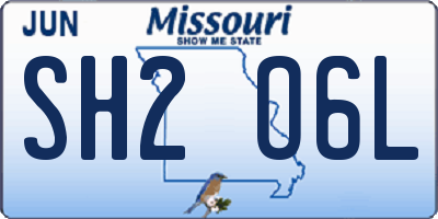 MO license plate SH2O6L