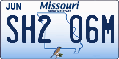 MO license plate SH2O6M