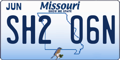 MO license plate SH2O6N
