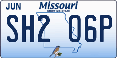 MO license plate SH2O6P