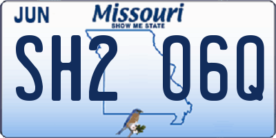 MO license plate SH2O6Q