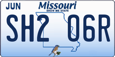 MO license plate SH2O6R