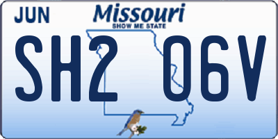 MO license plate SH2O6V