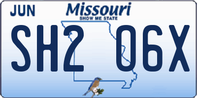 MO license plate SH2O6X