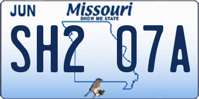 MO license plate SH2O7A