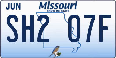 MO license plate SH2O7F