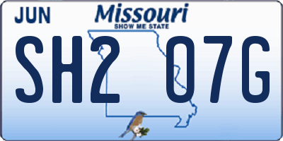 MO license plate SH2O7G