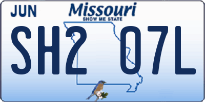 MO license plate SH2O7L