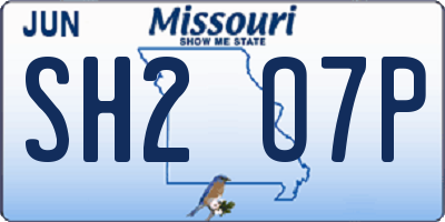 MO license plate SH2O7P