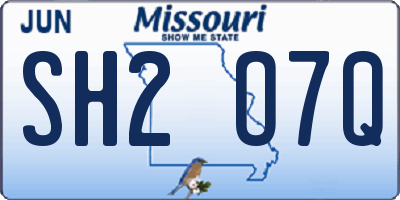 MO license plate SH2O7Q