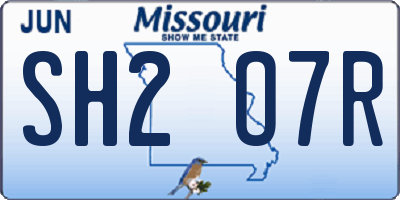 MO license plate SH2O7R