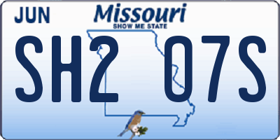 MO license plate SH2O7S