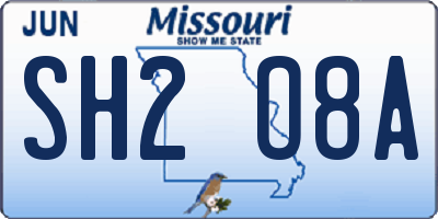 MO license plate SH2O8A