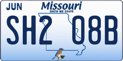 MO license plate SH2O8B