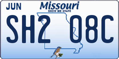 MO license plate SH2O8C