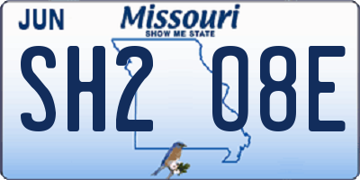 MO license plate SH2O8E
