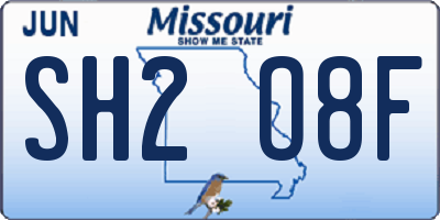 MO license plate SH2O8F