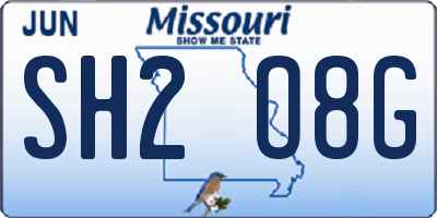 MO license plate SH2O8G