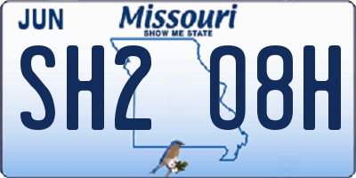 MO license plate SH2O8H