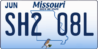 MO license plate SH2O8L