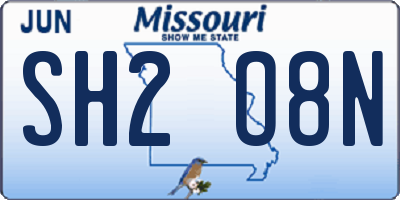 MO license plate SH2O8N