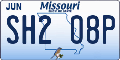 MO license plate SH2O8P
