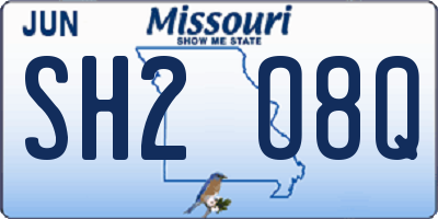 MO license plate SH2O8Q