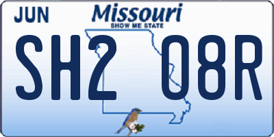 MO license plate SH2O8R