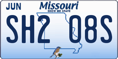 MO license plate SH2O8S