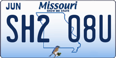 MO license plate SH2O8U