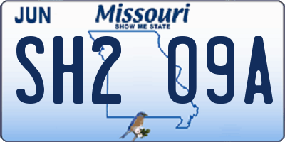 MO license plate SH2O9A