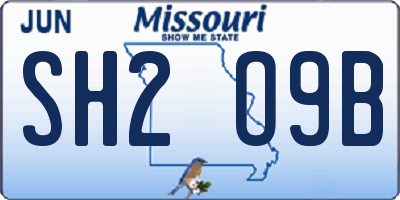 MO license plate SH2O9B