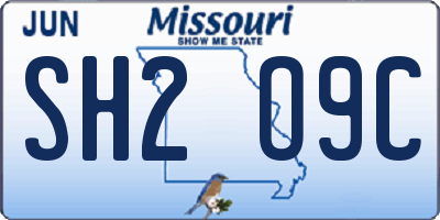 MO license plate SH2O9C