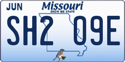 MO license plate SH2O9E