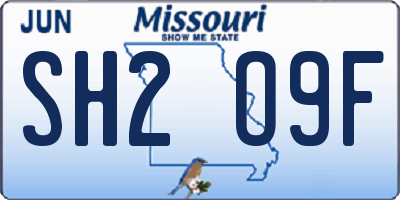 MO license plate SH2O9F