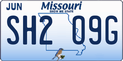 MO license plate SH2O9G