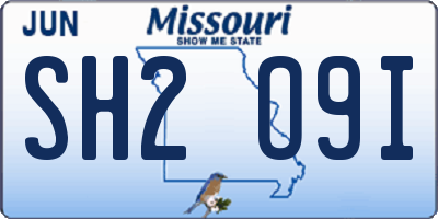 MO license plate SH2O9I