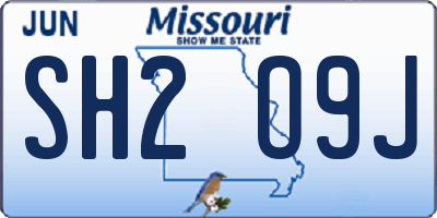 MO license plate SH2O9J