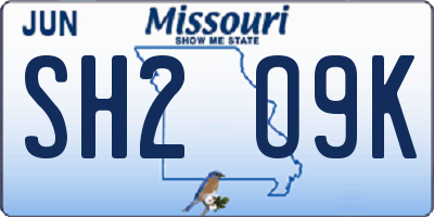 MO license plate SH2O9K