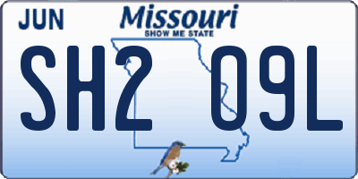MO license plate SH2O9L