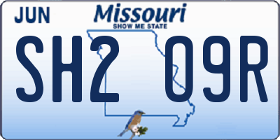 MO license plate SH2O9R