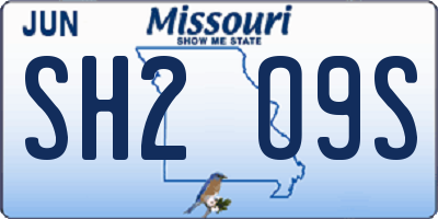 MO license plate SH2O9S