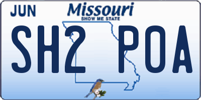 MO license plate SH2P0A